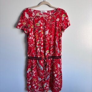 Promod Red Floral animal print Mini Dress size 6